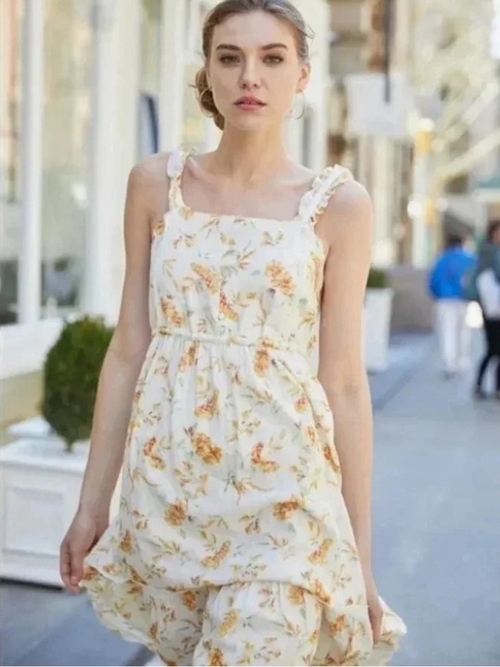 LoveShackFancy Dresses & Skirts - LoveShackFancy Dress Ann Midi Pockets Floral Sunshine Cotton Linen Lined Size L
